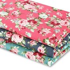 3 Pc Floral Cotton Fabric 36 X 62 In Vintage Rose Print Quilting Sewing