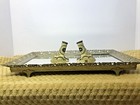 Vtg Hollywood Regency Ornate Floral Mirrored Vanity Tray Dresser Perfume Tray