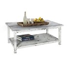 Country Cottage 42-inch Farmhouse Coffee Table With Storage Shelf White Antique