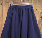 Navy Full A-line Elastic Waist W  Pockets Flowy Pleated Long Skirt 22 In  Waist 