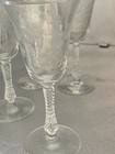 Vintage Set Of 4 Tall Etched Crystal Wine Water Goblets Glasses - 8 3 8  Tall