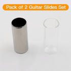 Pack Of 2 Guitar Slides Set  60mm Guitar Glass Slide And Stainless Steel Guitar