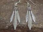 Navajo Indian Sterling Silver Feather Dangle Earrings By Arviso