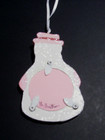 Hand Painted Glittered Wooden Pink Snowman lady Ornie  love  Embroidery