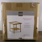 Living Accents Palmaro Tan Square Glass steel Side Table 18 x18 x18   New A2