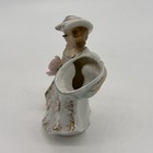 Lady Vintage Vase Planter Flowers Eyelashes Basket Hat Gown Porcelain Figurine
