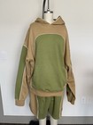 Chnge Colorblock Hoodie And Shorts Set In Tan green Organic Cotton  Size Large