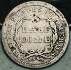 1857 Seated Liberty Half Dime 5c Circulated 90  Silver Us Coin Cc25042