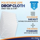 6 Pack 12 X 9 Ft Extra Large Painter s Drop Cloth - Light   Durable Dust Cove   