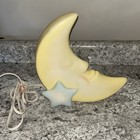 Vtg 80 s Crescent Smiling Moon Star Baby Night Light Lamp Power Cord 10   