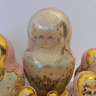 7 Vintage Russian Matryoshka Nesting Dolls Natural Wood And Hand Painted Signed
