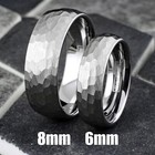 Silver Tungsten Carbide Hammered Brushed Finish Men s Wedding Band Ring