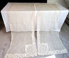 Set Antique French Tambour Net Lace Curtain Panels  28x78  Not Used