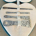 Antique Victorian Sterling Silver Bodkin Set Heart Case Pin Cushion needle Book
