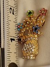 Rhinestone Crystal Glass Flower Floral Bouquet Brooch Pin Jewelry Stunning E161