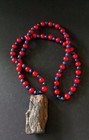 Small  Prehistoric Paleo-american  Petrified Wood  Rock Art Amulet Neckless 