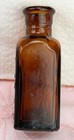 Vtg Poison Tincture Iodine 2-1 2    Amber Brown Glass Bottle Skull crossbones