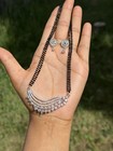 Black Beaded Necklace   Earrings Jewellery Set With Clear Crystal Rhinestone
