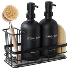 Kitchen Soap Dispenser Set With Sponge   Brush Holder  16 9 Oz Countertop Organi