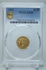 1912  2 5 Indian Head Gold Quarter Eagle  Pcgs Au 53  0019