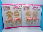 Vtg Dollhouse Furniture Mini Wood Dining Chairs Red Gingham Lot 4 1980s Pick Ups