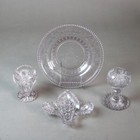 Four Antique Amethyst Pressed Glass Pieces 19thc