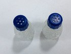 Go-along Vintage Blue Top   Lid - Clear 1 7 8  Glass Salt   Pepper Shakers