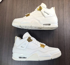 Men s Air Jordan 4  metallic Gold  Retro Mid-top Basketball Shoes Us7-12