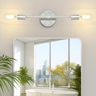 2-light Brushed Nickel Vanity Lights For Bathroom  Silver Bathroom Lighting F   