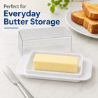 Plastic Butter Dish With Lid White Base Smoked Clear Cover 4 Oz Stick Holder