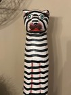 18  Tall Vtg Folk Art Hand Carved Wood Painted Striped Cat Tiger Feline Statue