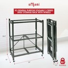 Origami R3 General Purpose Foldable 3-tiered Shelf Storage Rack   Wheels  Pewter