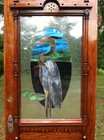 Vintage 1890 s Victorian Entry Door Hand Carved W Unique Custom Stained Glass