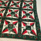 Mariner s Compass Christmas Star Quilt Throw Cotton 60  X 48  Red Green