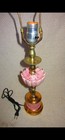 Vtg 1950s Mcm Atomic Pink   Gold Speckled Brass Accent Table Lamp