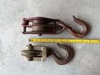 Set Of 2 Antique vintage Brass Hanging Rope Pulleys Maritime Boating 