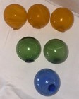 Set Of 6 Vintage Japanese Green Blue Orange Glass Float Fishing Hand Blown Ball