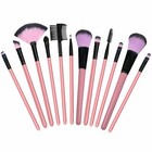 Cosmetic Makeup Brush Set With Leather Portable Travel Pouch  12-piece 