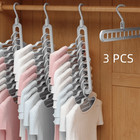 3pcs 9-hole Closet Organizer Rack - Space Saving Hangers For Shirts   Suits