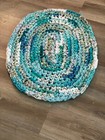 Amish Knot Rug Cotton Fabric In Turquoise Gray White Colored Crochet Pattern