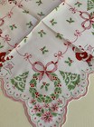 Darling New Christmas Luray Handkerchief Hankie  Santas   Trees   Scalloped Hem 