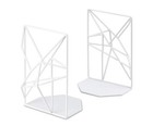 White Modern Multi-purpose Geometric Abstract Skid Free Metal Bookends Set Of 2