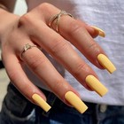 Yellow Press On Nails Medium Long Square   Medium Coffin Nails Glossy Yellow