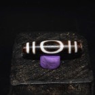 Old Tibetan Agate Dzi Bead Heaven Earth Double Line Cinnabar Patina Amulet Craft