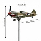 2d Shark Mouth Airplane Wind Spinner Metal Garden Weather Vane Yard Decor