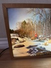 Vintage Helmscene Deer Hunt Hunting Wood Frame Lighted Picture 20    X 12 5    Read