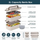2 Layer Stainless Steel Bento Box 2l Portable Lunch Container With Soup Bowl   