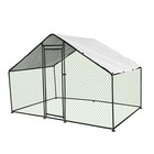 Large Metal Chicken Coop Walk-in Poultry Cage 10x6ft Hen Run House Dome   Cover