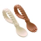 Silicone Spoon   Fork Set Baby Utensilsfeaturingababy Fork And Spoon With Looped