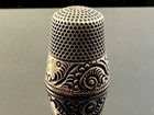 Antique Simons Brothers Sterling Silver Thimble Size 9 Engraved Monogram